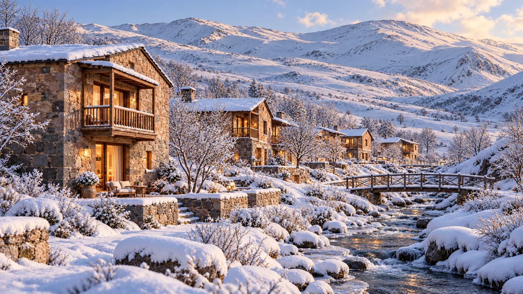 Tsar Chalets along the brook